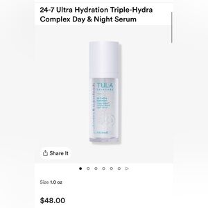 TULA SKINCARE |24-7 Ultra Hydration|Triple Hydra-Complex Day & Night Serum (New)